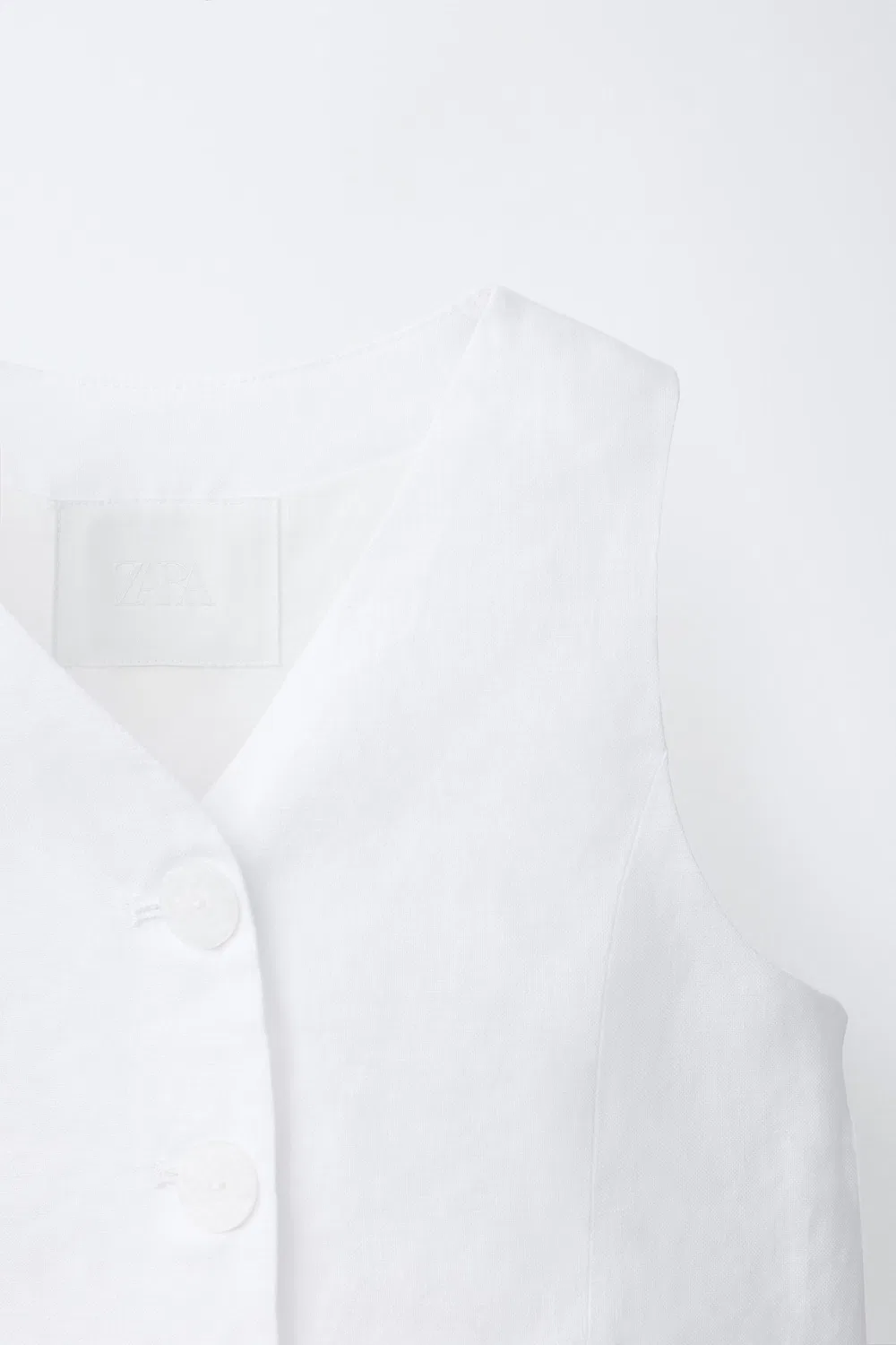 Жилет из 100% льна ZARA, Oyster-White — фото 3