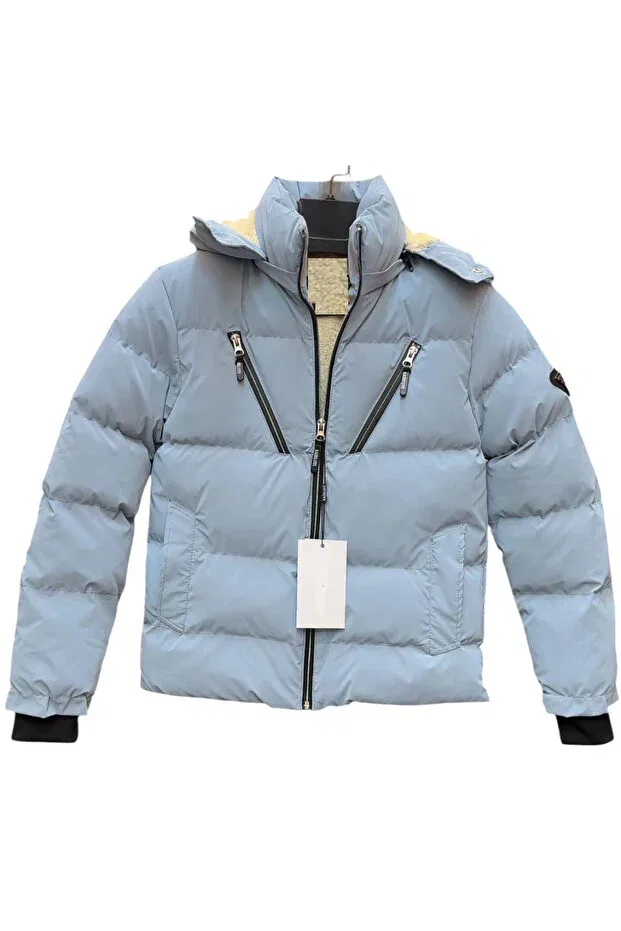 Детское пальто для мальчиков и девочек с капюшоном cross-zipper model Irem Çocuk Giyim, Ice Blue