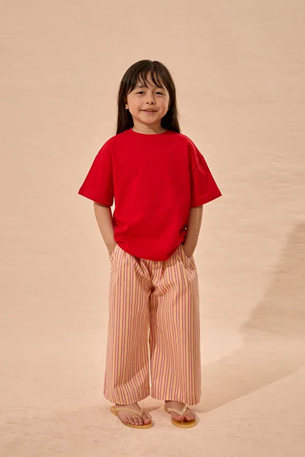 Детская футболка для девочек красная с принтом Oversize Basic T-Shirt Red Fahhar Kids, Red — фото 4