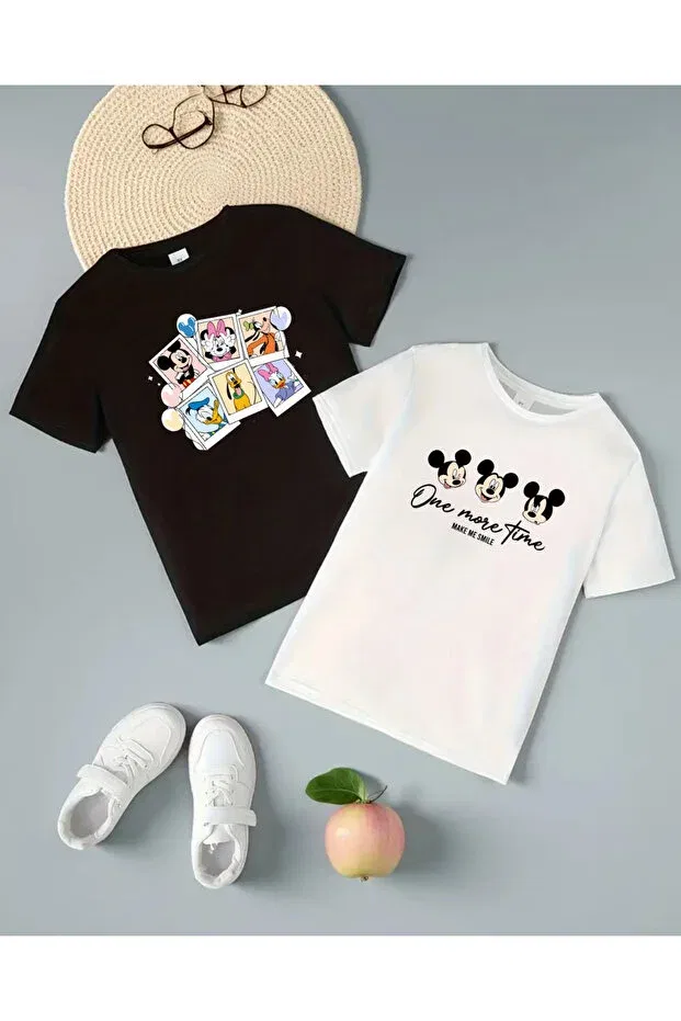Детский комплект футболок с принтом Mickey Mouse Haha, White