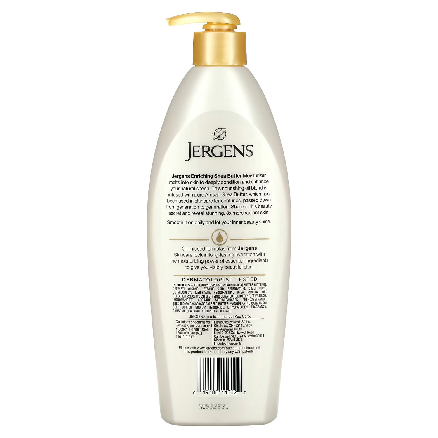 Jergens, Enriching Shea Butter, увлажняющий лосьон с маслом ши, 496 мл — фото 3
