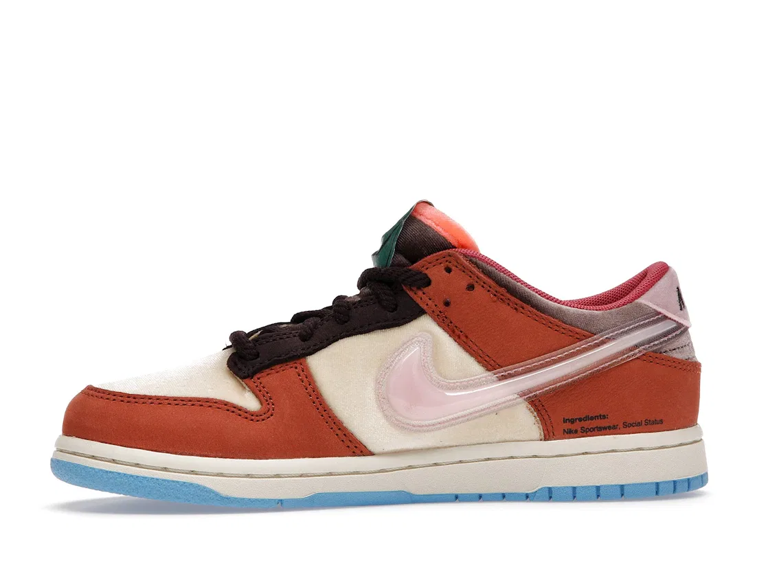 Детские кроссовки Lifestyle с принтом Nike Dunk Low Nike, Canvas/Mid Soft Pink-Burnt Brown — фото 3