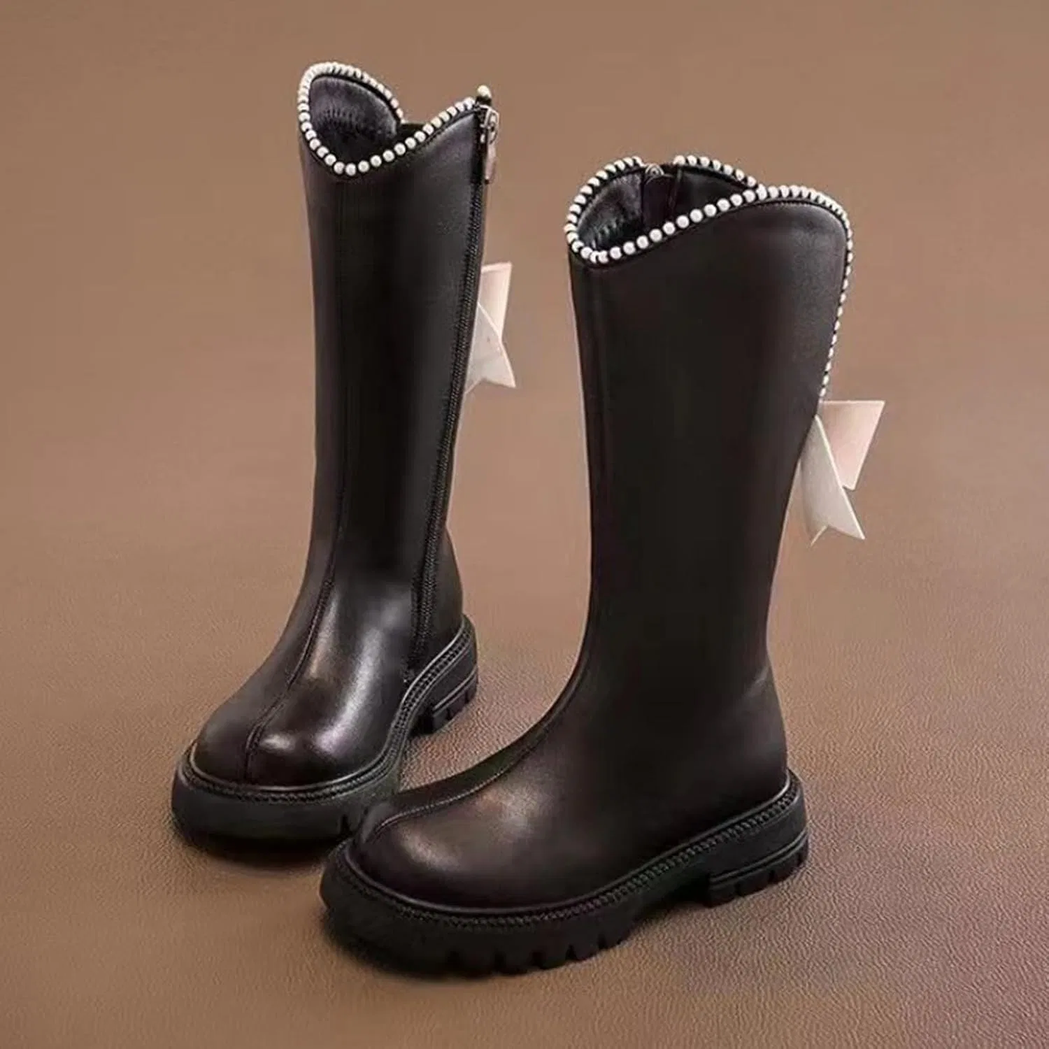 Детские сапоги для девочек с принтом и жемчужной отделкой Western Boots, Black — фото 4