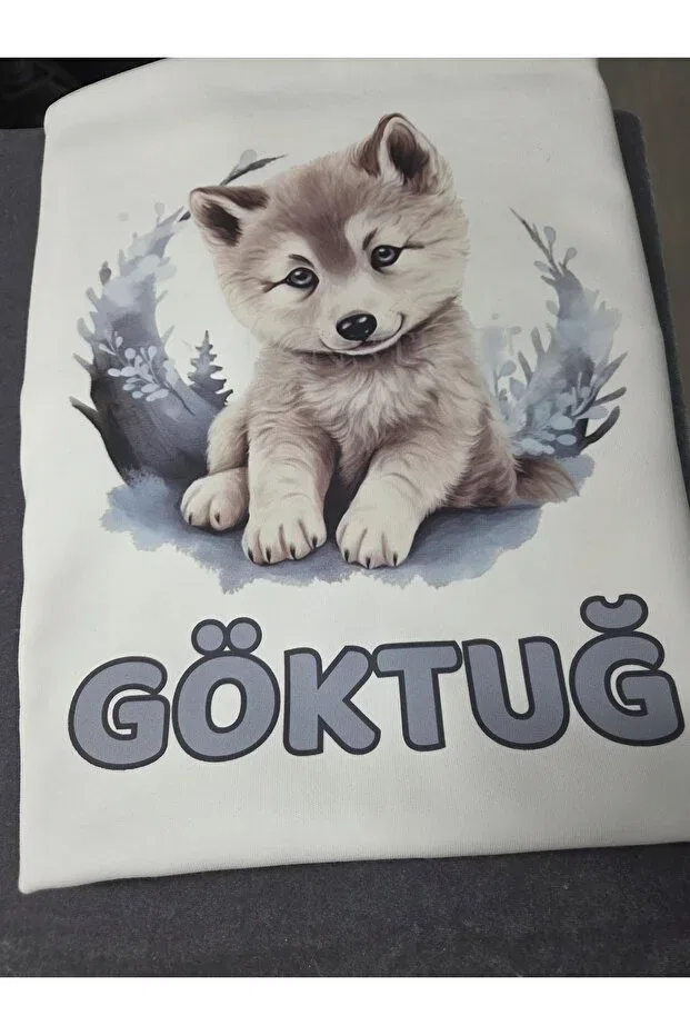 Детское боди для новорожденных с принтом Wolf Cub Lupi, Ecru Sky Blue — фото 3