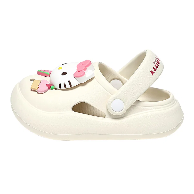 Детские домашние летние тапочки с декором Hello Kitty KUUJOO, White