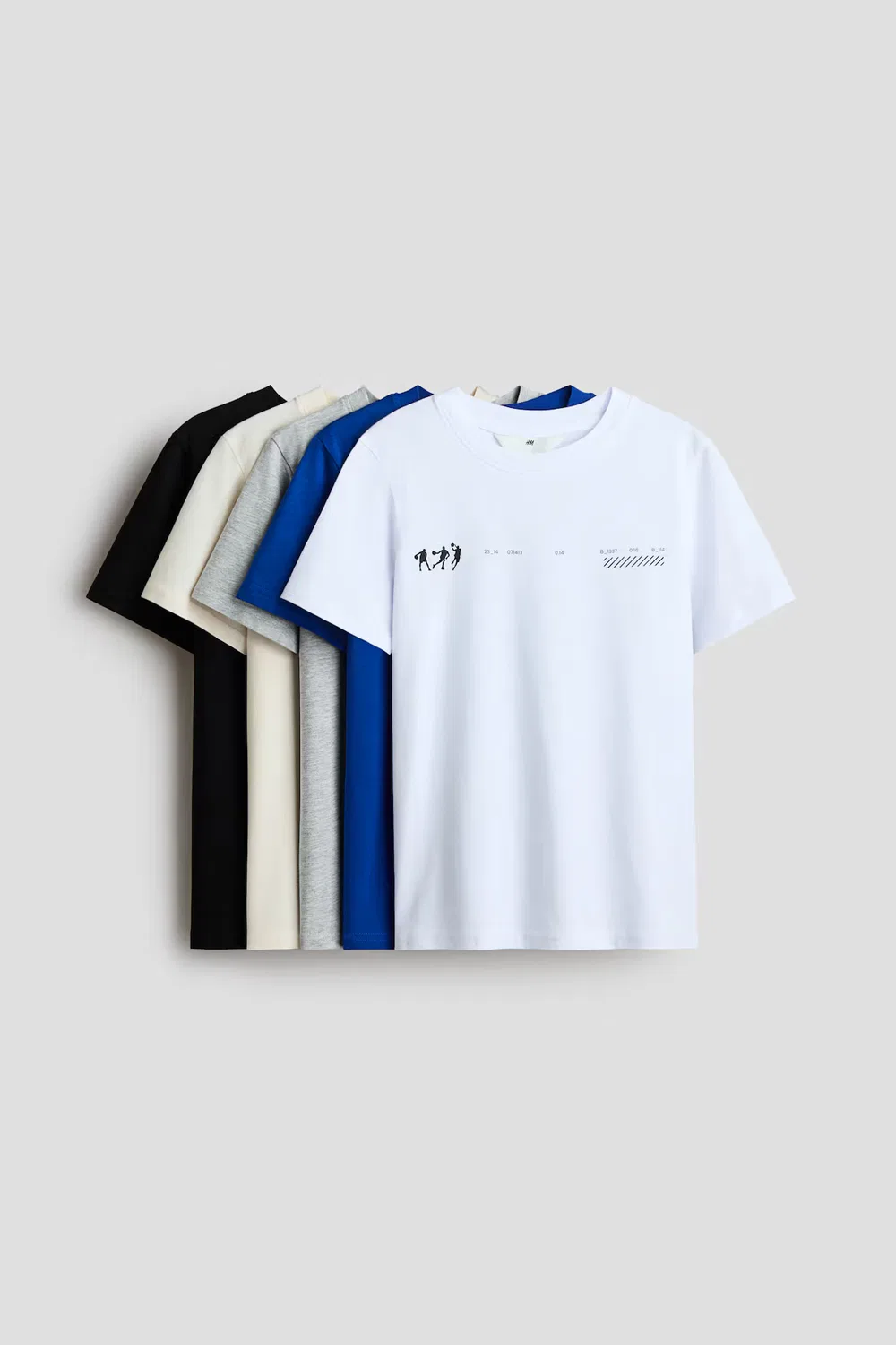 Набор из 5 хлопковых футболок H&M, Knallblau/Basketballspieler