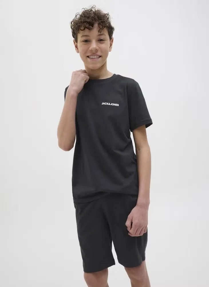 Jack & Jones Junior Комплект футболки и шорт с круглым вырезом, черный — фото 3