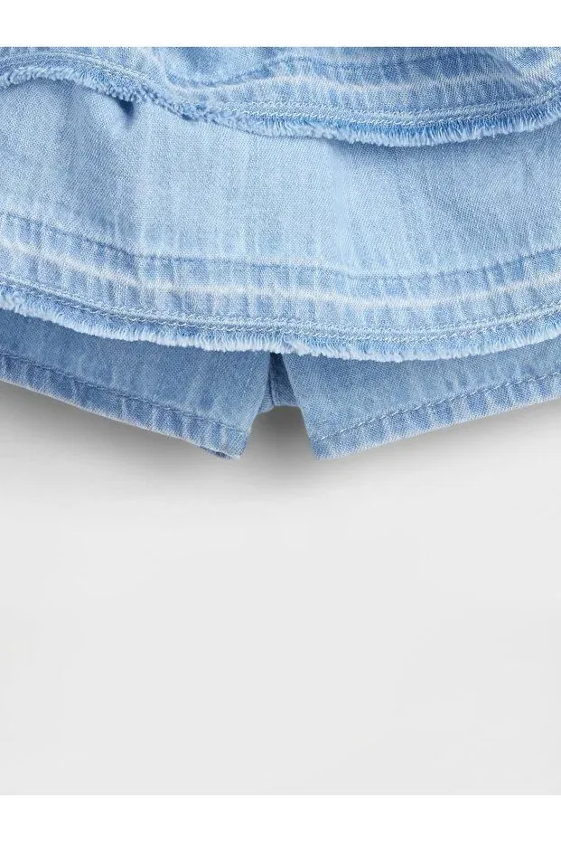 Детская юбка для девочек джинсовая с оборками Gap, Light Blue — фото 2