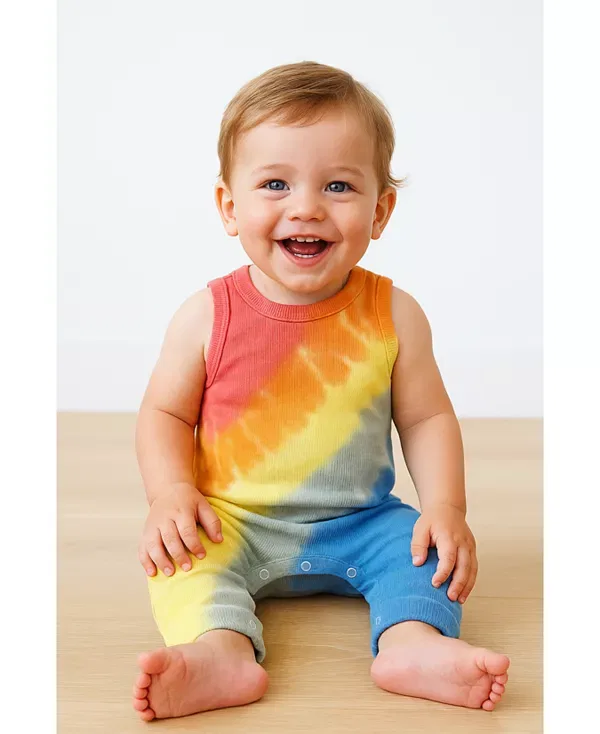 Детский комбинезон-боди с принтом PaigeLauren, Red Rainbow Tie Dye — фото 2