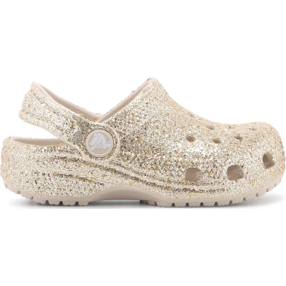 Детские классические сабо с блестками для малышей Crocs, Gold Glitter — фото 2