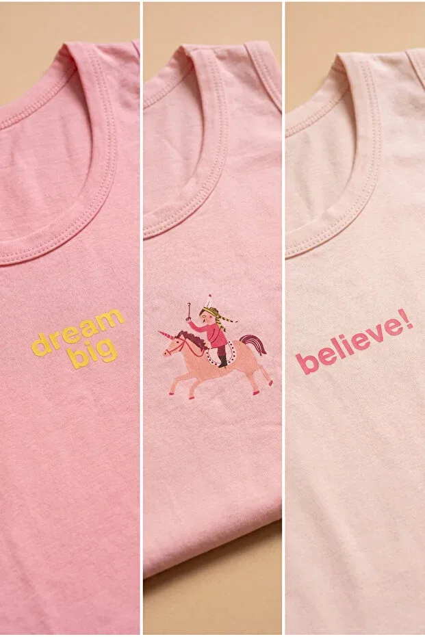 Детское для девочек белье без рукавов 3-Pack Unicorn Girls' Boxed Undershirts Katia&Bony, Pink — фото 3
