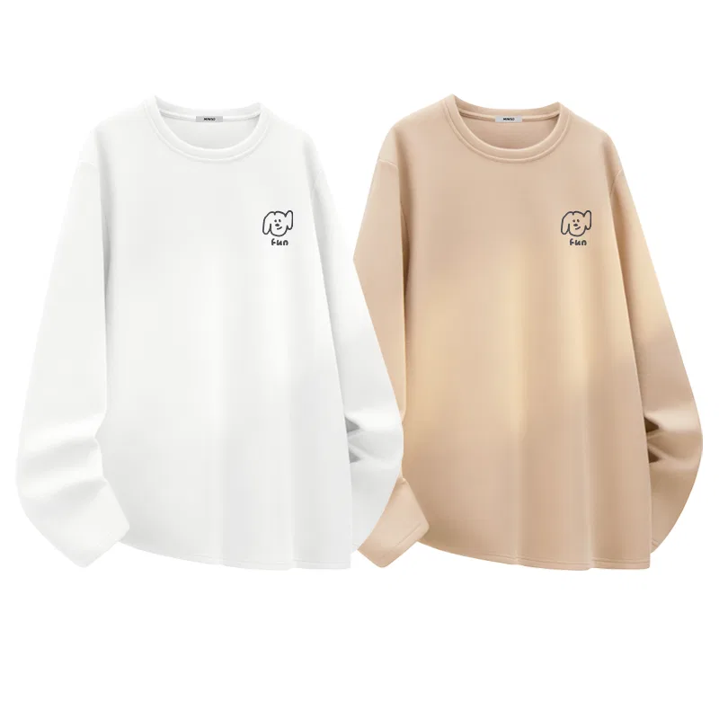 Детская футболка с длинным рукавом 2 шт Ma's Dog Journal Chest Logo MINISO, White+Apricot