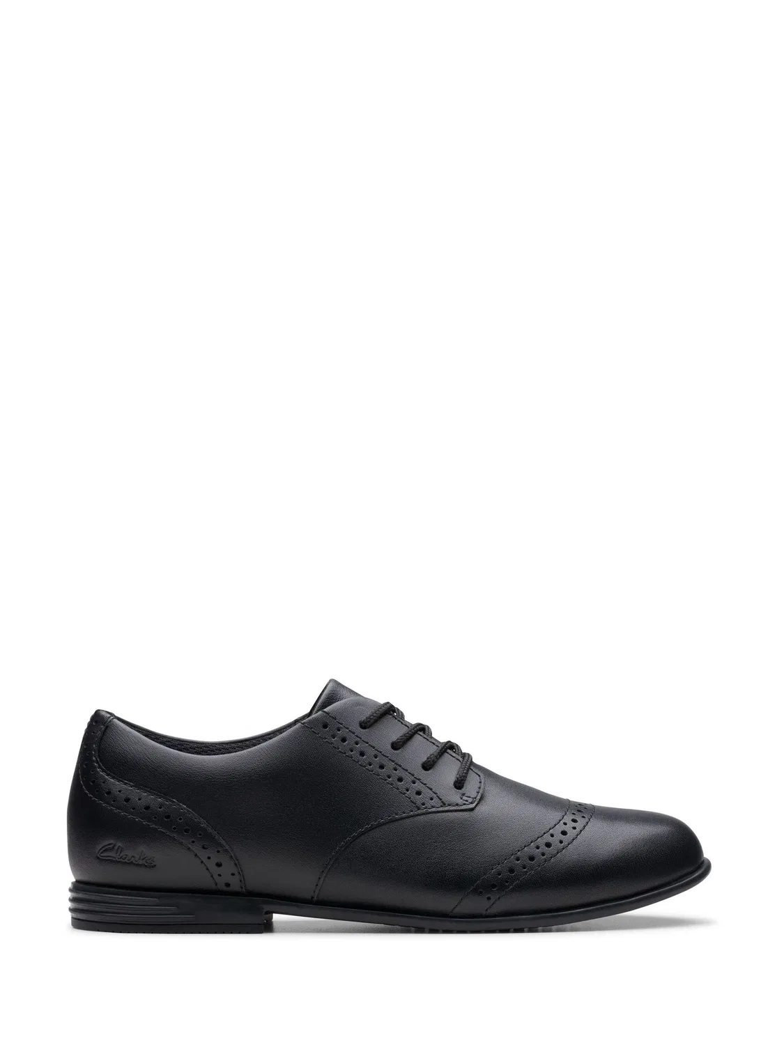 Туфли Clarks Finja School Brogues, кожаные, черные
