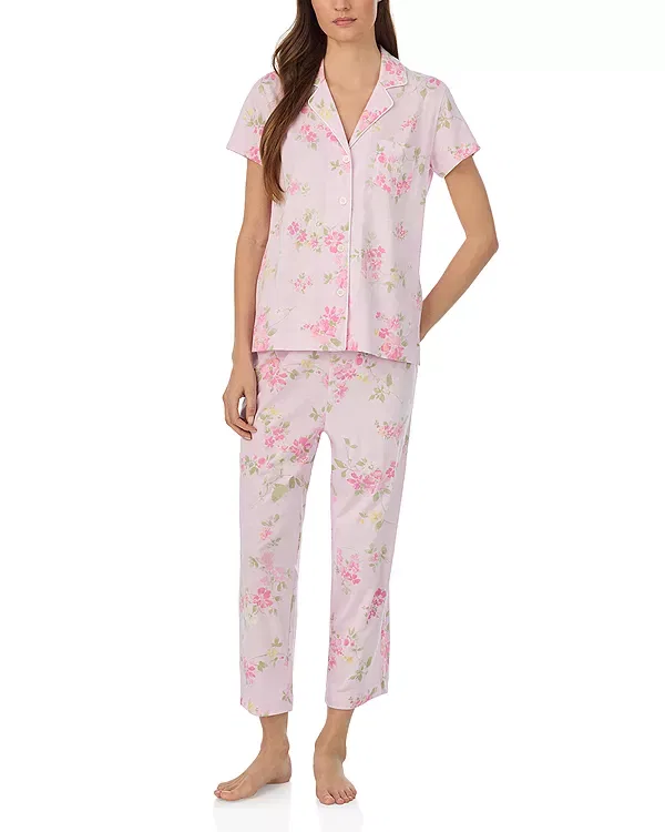 Женский комплект пижамы с принтом Classic Cropped Pant Pajama Set Ralph Lauren, Pink Print