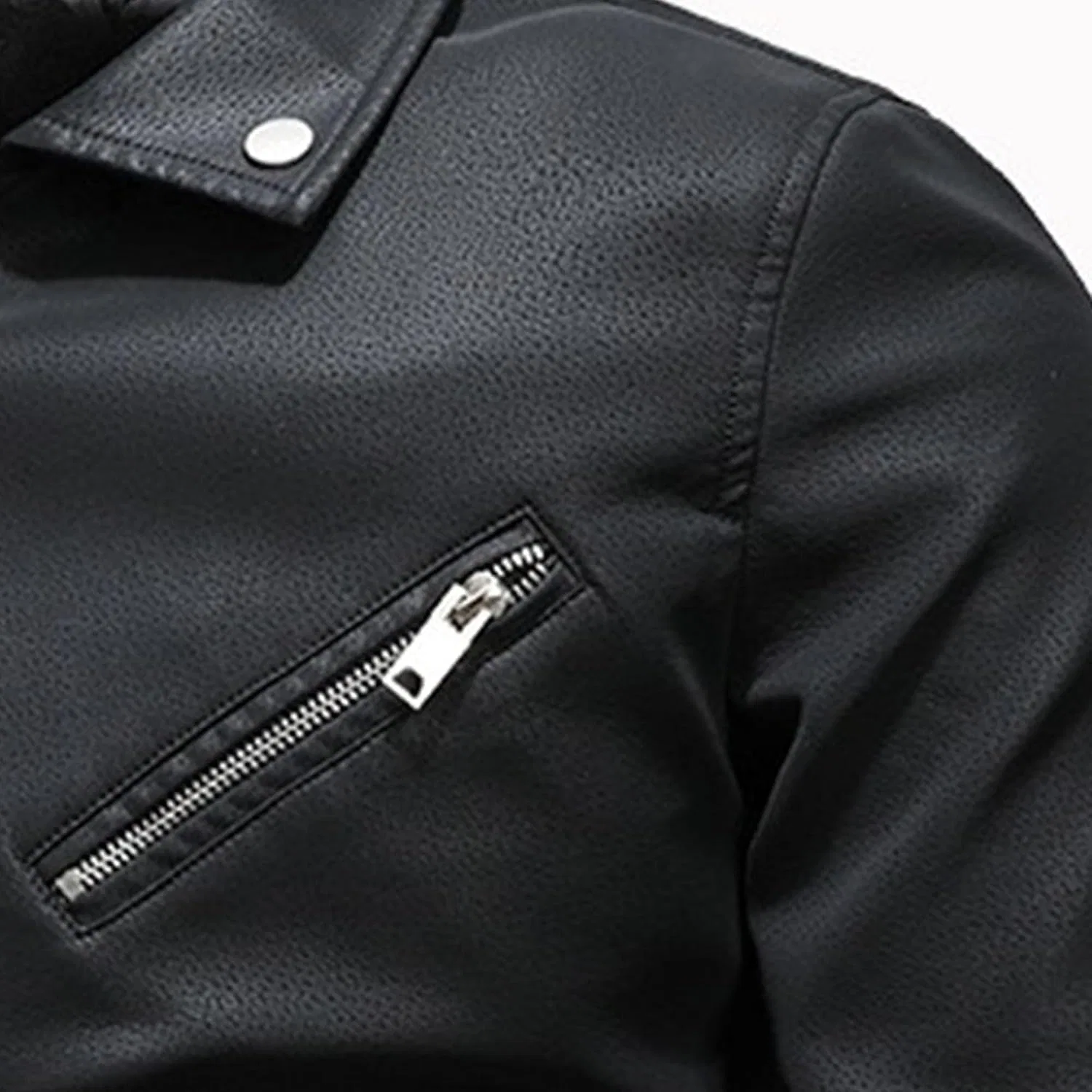 Мужская куртка-косуха с молнией, модель Biker, чёрный — фото 2