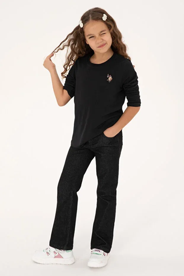 Детские свитшот для девочек с круглым вырезом U.S. Polo Assn., Black — фото 3