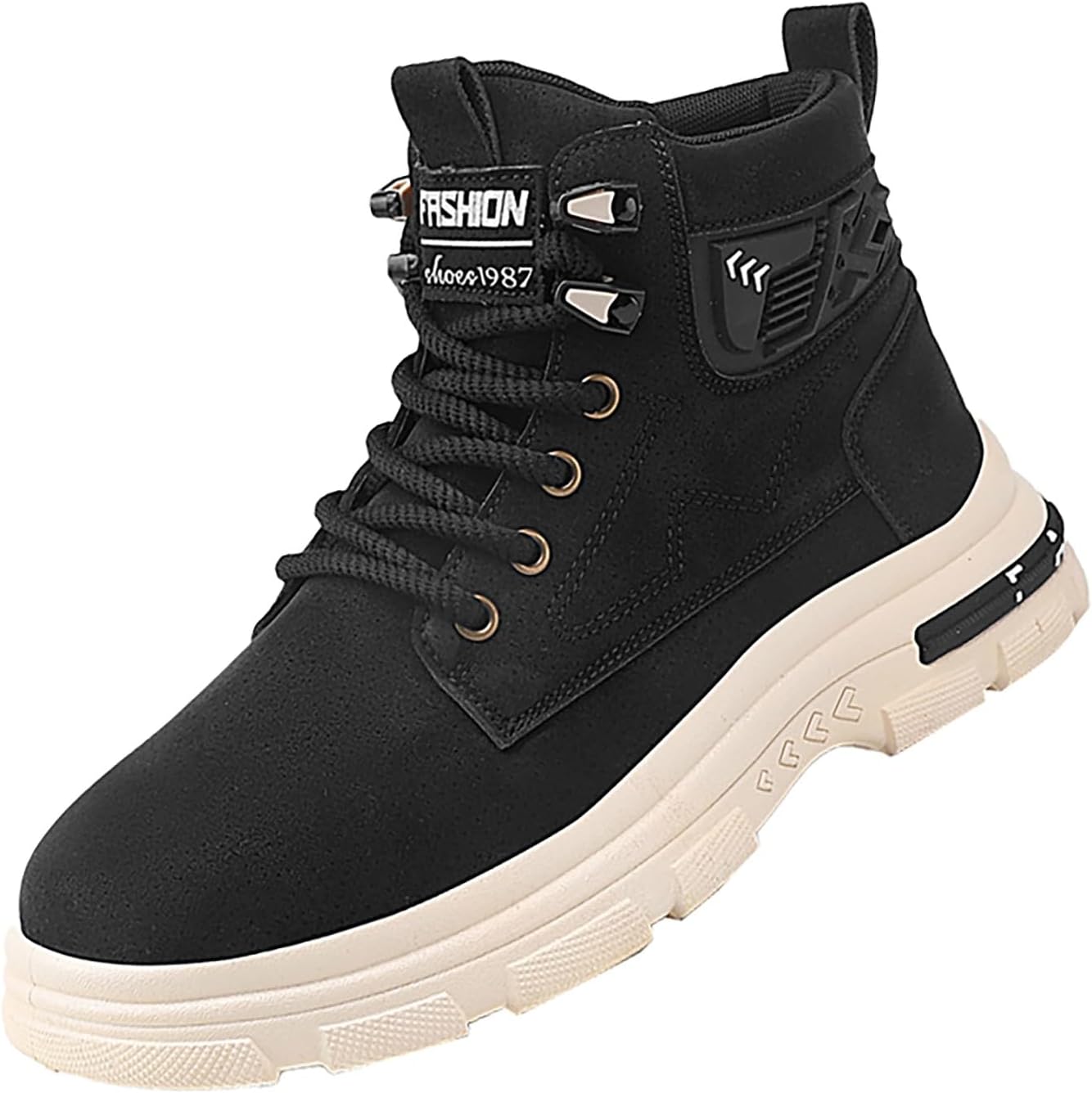 

Мужские Ботинки на Лодыжку Удобные Мягкие Зимние Теплые Льняные Снежные Осенние Ботинки со Шнуровкой Водонепроницаемые Мужские Платформенные Ботинки Generic, черный