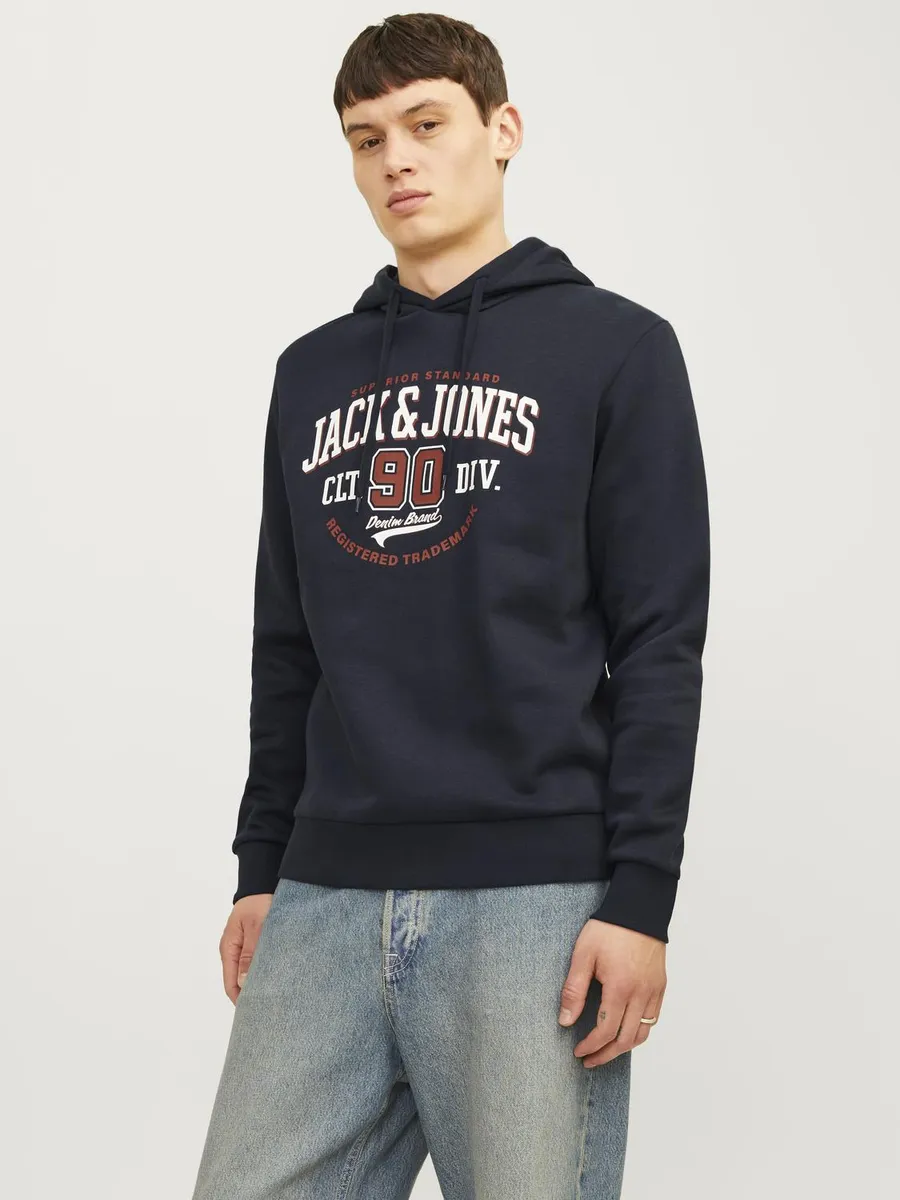 

Толстовка Jack & Jones с капюшоном "JJELOGO SWEAT HOOD 2 COL 24/25 NOOS", синий