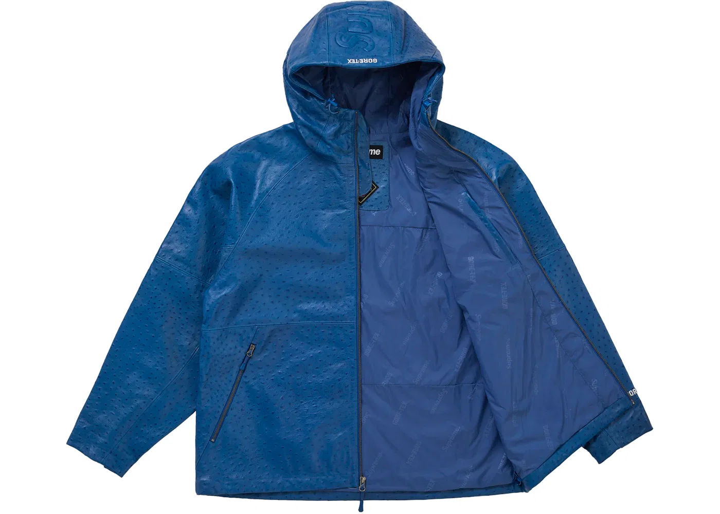 Мужская куртка с принтом Supreme GORE-TEX Ostrich Embosssed Leather Jacket, Blue — фото 2