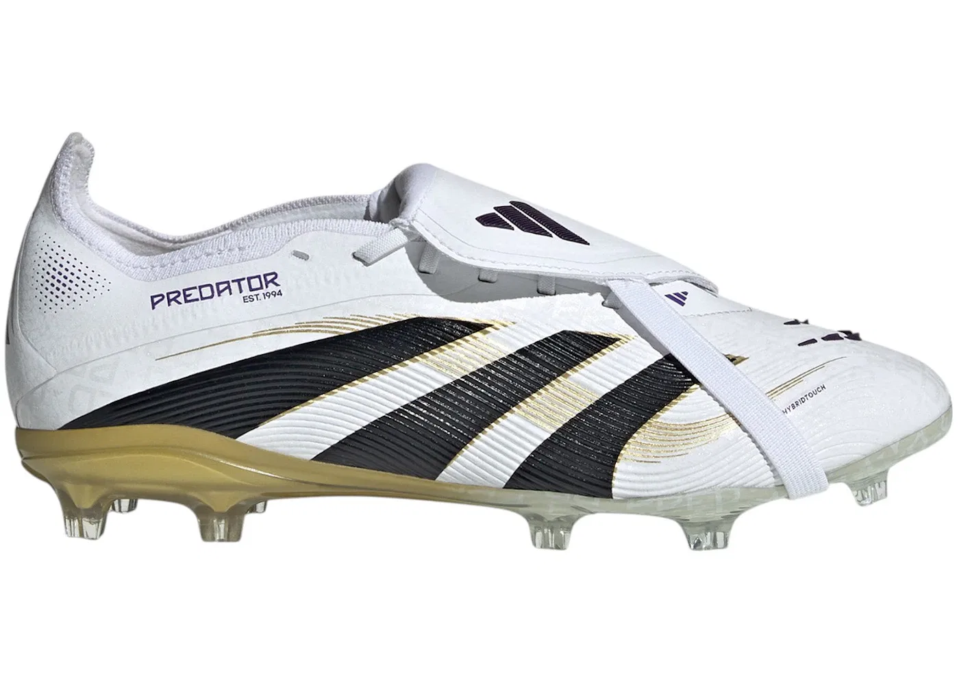 Детские бутсы Predator Elite Fold-Over Tongue FG Adidas, Cloud White Core Black Gold Metallic