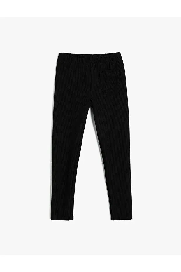 Детские леггинсы для девочек с рифленой вязкой Koton, Black