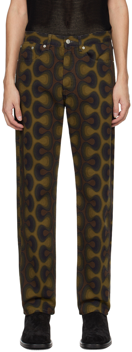 

Прямые джинсы цвета хаки Dries Van Noten