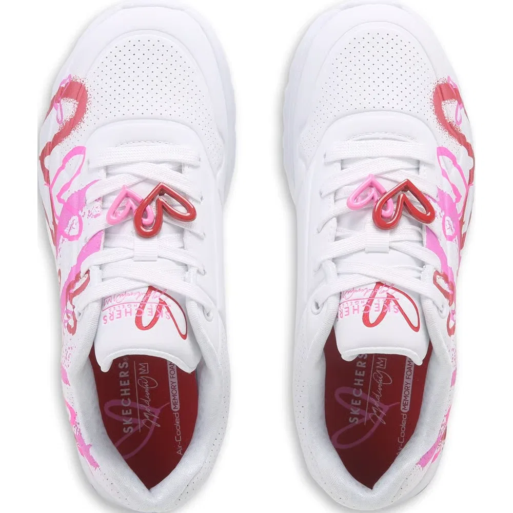 Детские кроссовки jgoldcrown street uno lite Skechers, White/Red/Pink Heart — фото 4