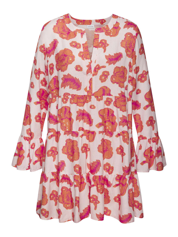 

Длинная блузка с оранжево-розовым принтом LASCANA