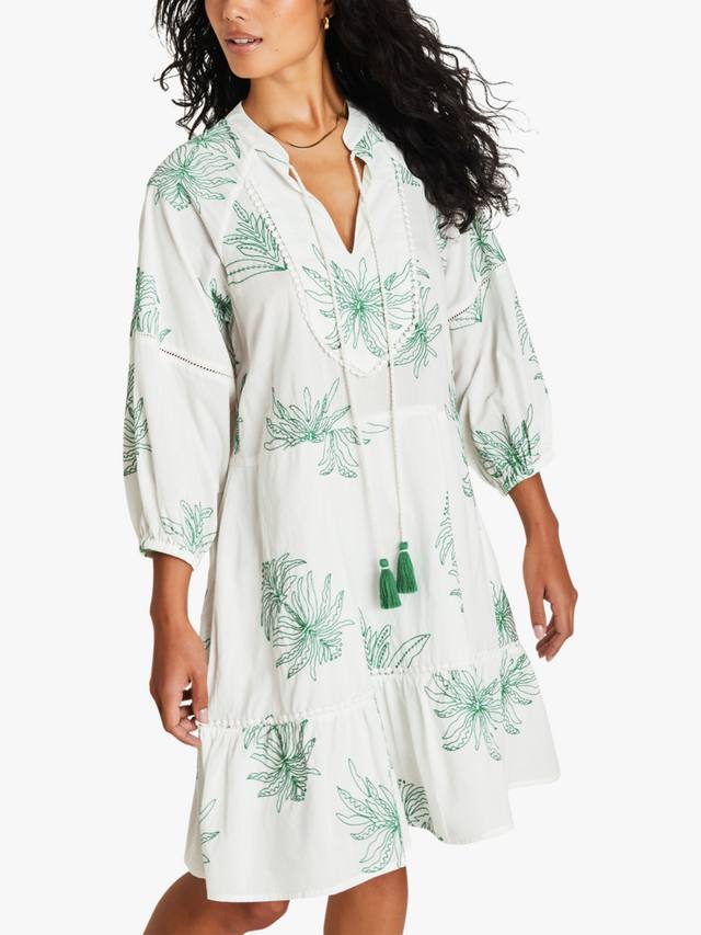 

Пляжное платье с пальмовой вышивкой Accessorize, цвет Ivory/Green
