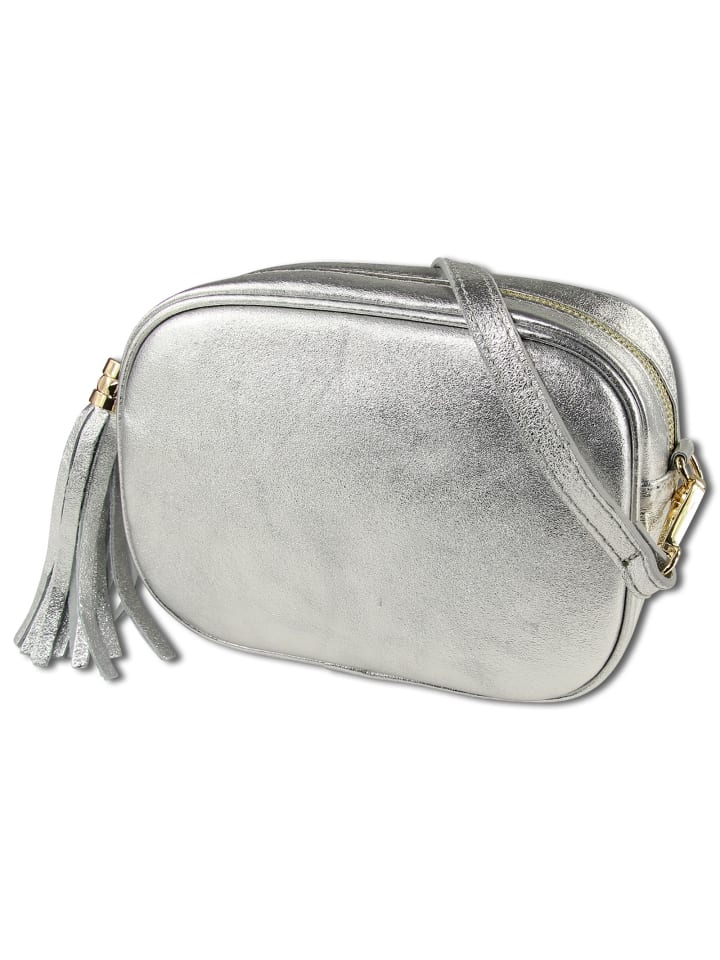 

Наплечная сумка Toscanto Umhängetasche Leder silber metallic ca. 21cm
