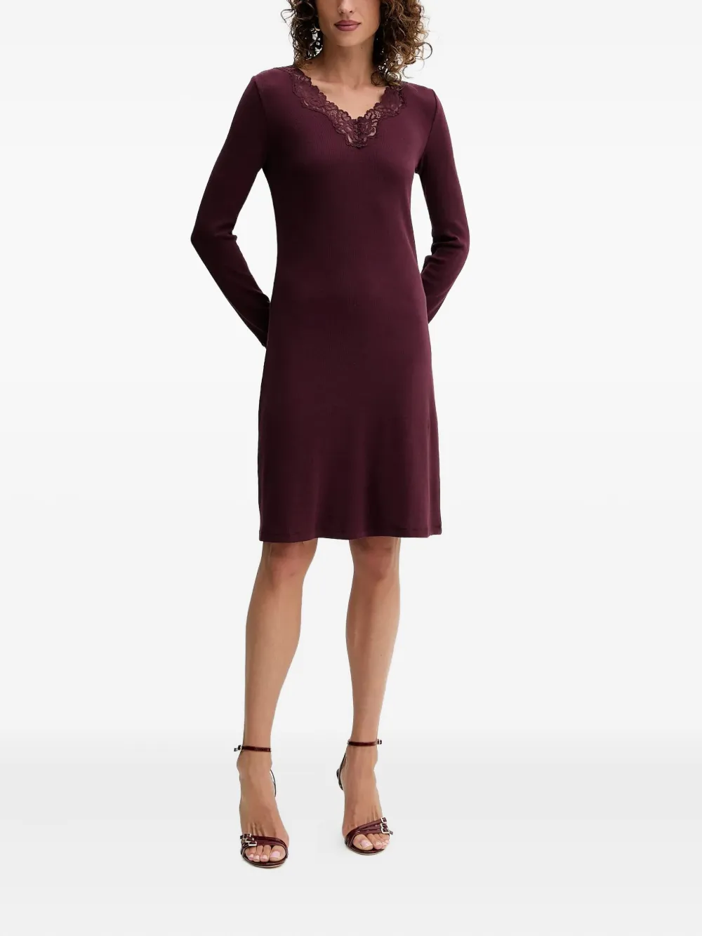 

Платье с кружевной отделкой Twinset, красный