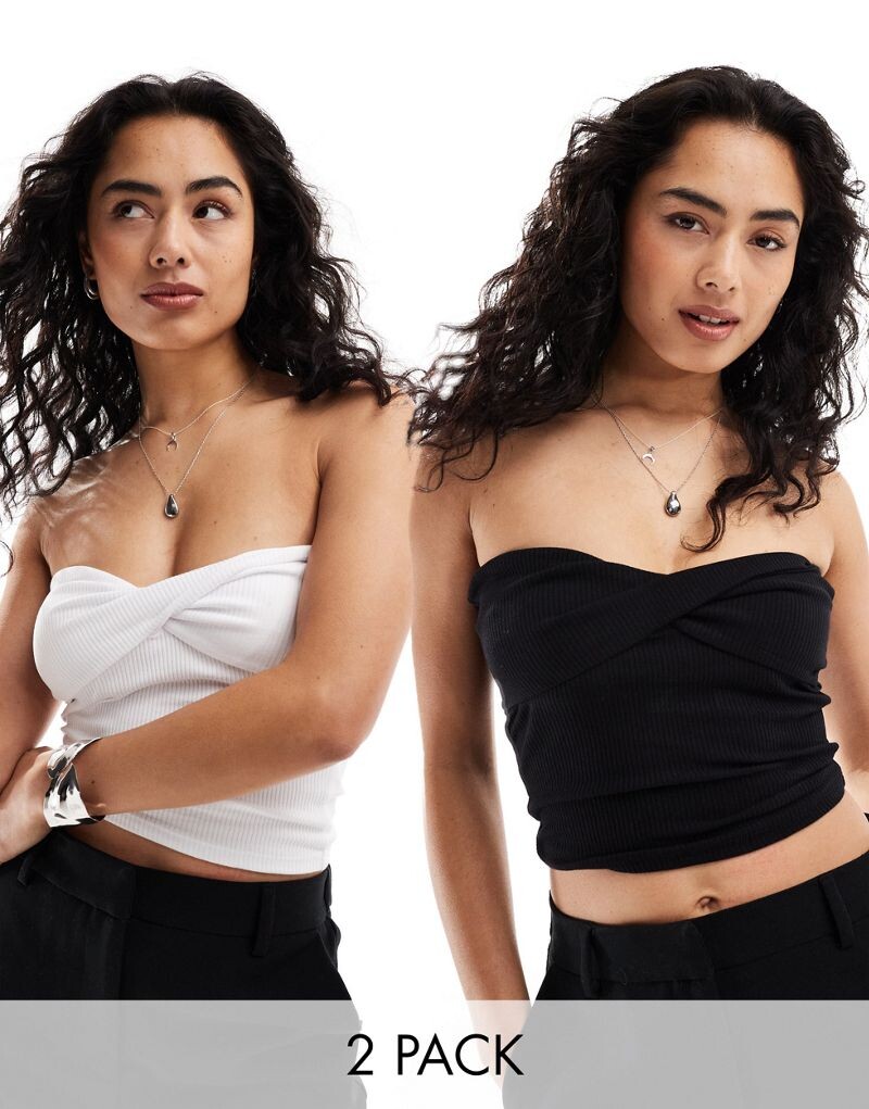 

Cotton On – комплект из 2 крученых топов-бандо черного и белого цвета Cotton:On