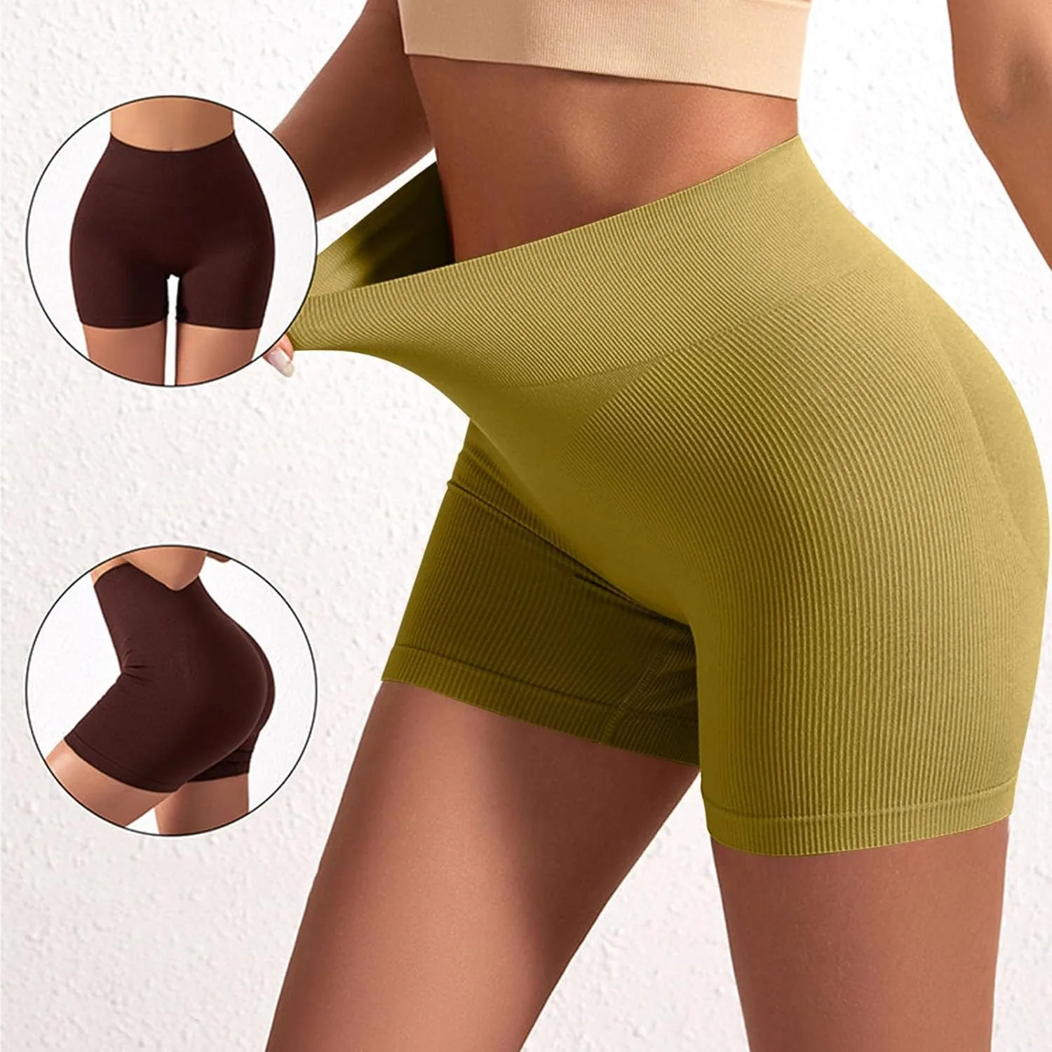 Женские шорты для спорта с контролем живота Seamless High Waisted — фото 2
