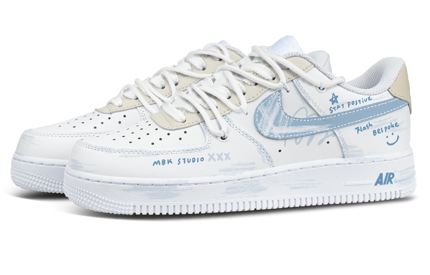 Air Force 1 Blue Joy устойчивые к истиранию низкие скейтборд кроссовки мужские blue white Nike, синий белый — фото 4