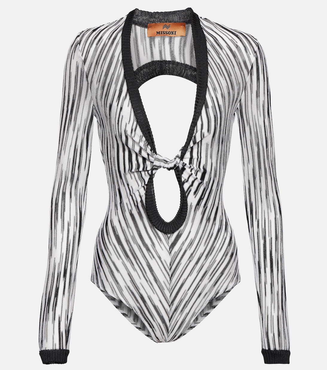 

Боди с вырезом, окрашенное в космическом стиле Missoni, Black And White Space Dye
