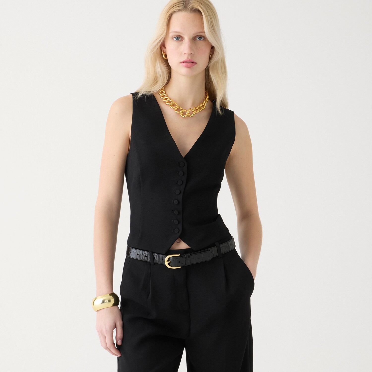 

Жилет-Смокинг Slim-Fit из городского крепа J.Crew, черный