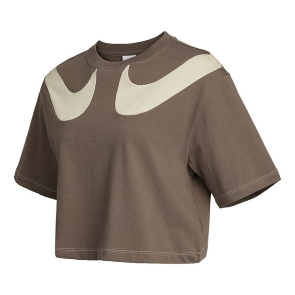 

Футболка (WMNS) Nike AS W Nike Sportswear SWSH GX MOD CROP SS T IRONSTONE, коричневый