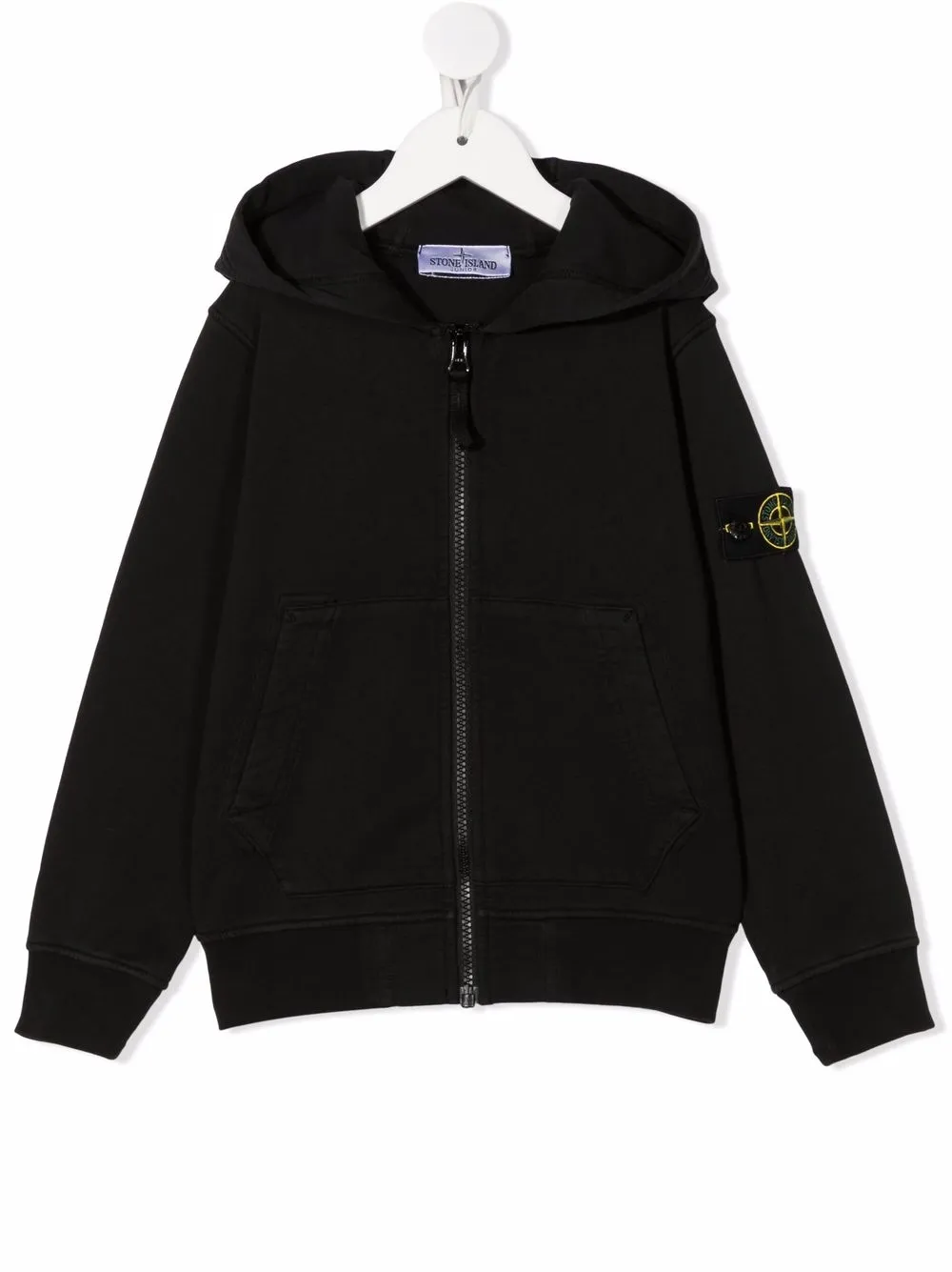 

Худи на молнии с нашивкой-логотипом Stone Island Junior, черный