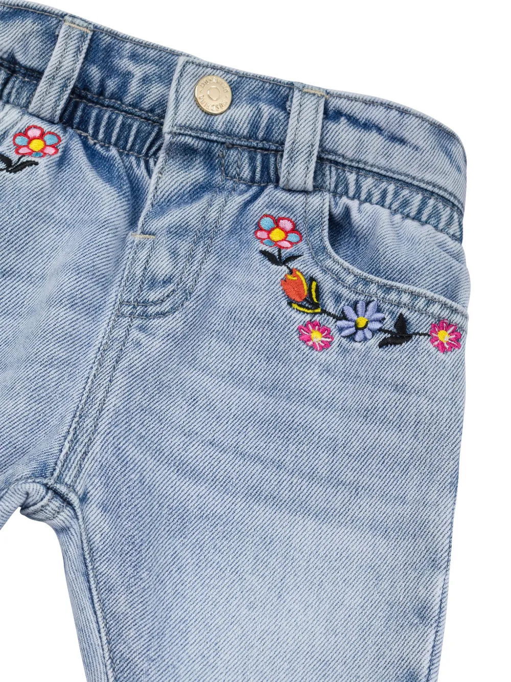 Джинсы с цветочной вышивкой Moschino Kids, синий — фото 3
