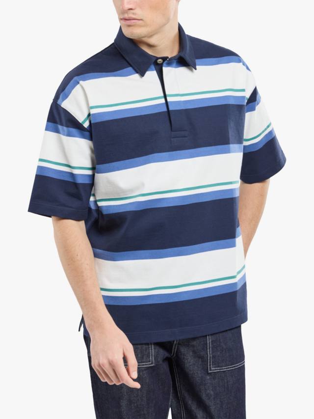 

Хлопковая поло с коротким рукавом оверсайз Armor Lux, Navy Obscure/Multi