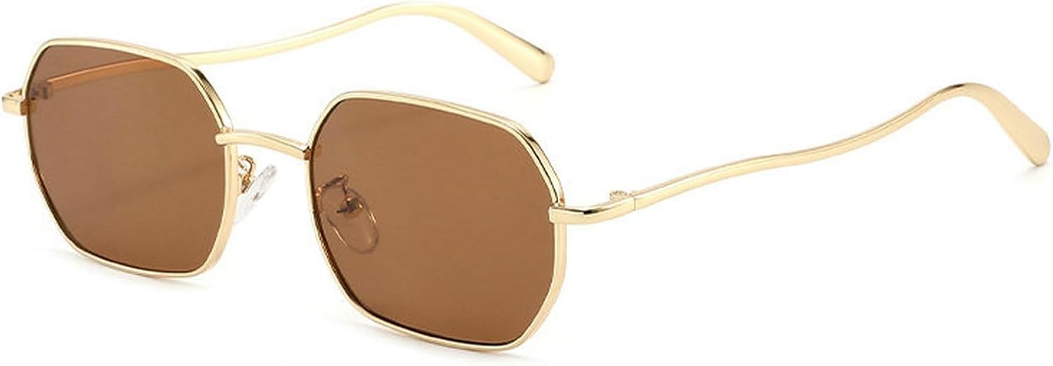 

Солнцезащитные очки COTIA в форме маленького металлического шестиугольника для мужчин и женщин, стильные квадратные солнцезащитные очки в стиле ретро с многоугольными линзами, модные очки, Tea