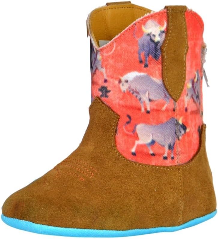 

Детские ковбойские сапоги Tin Haul Brama-O-Rama для девочек с широкой квадратной носовой частью, Tan