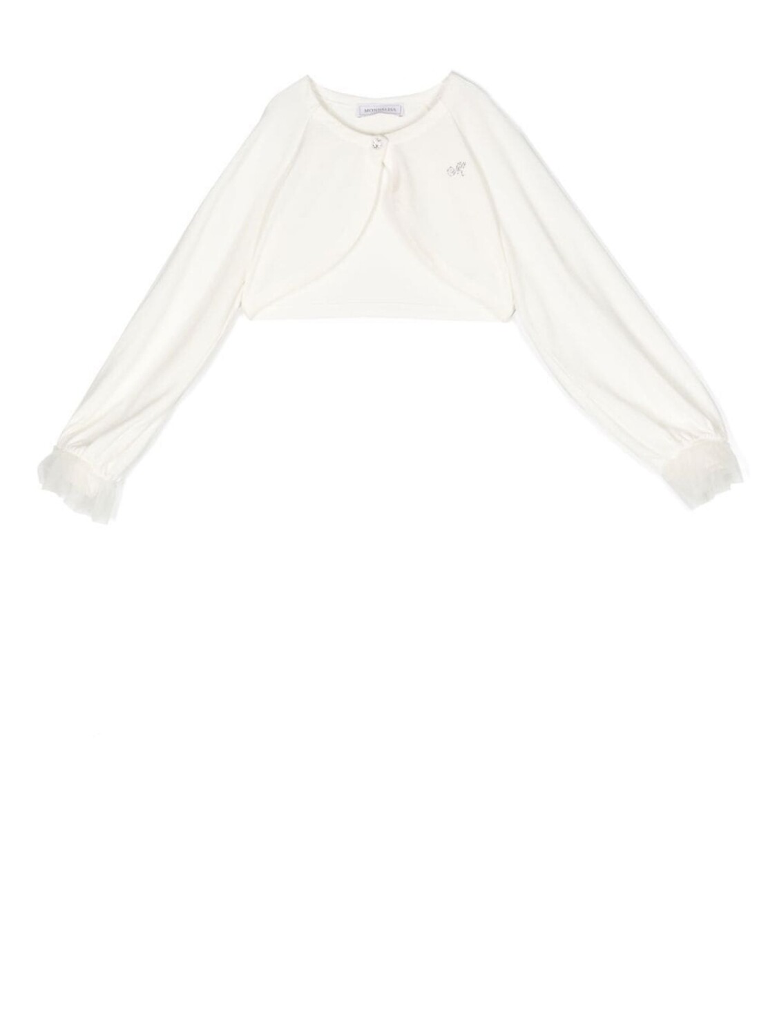 

Monnalisa cropped embellished tulle-cuff cardigan, белый