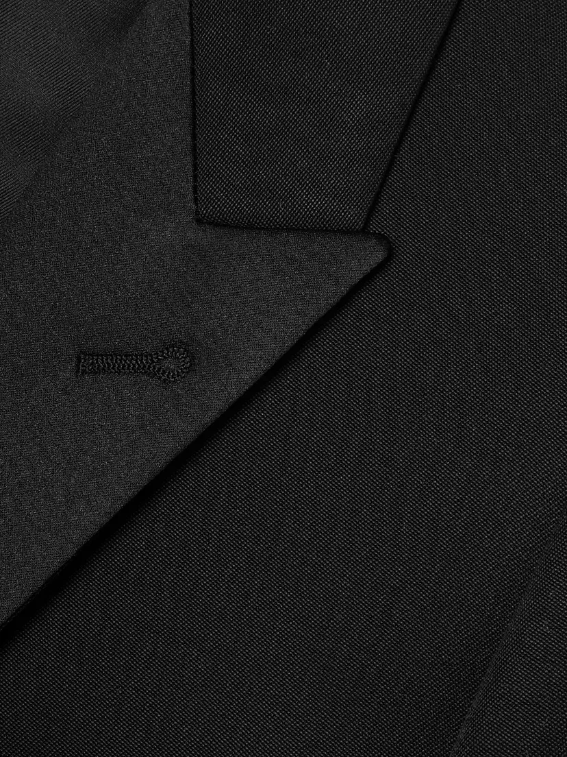 Блейзер из шерсти grain de poudre с атласной отделкой Tube SAINT LAURENT, черный — фото 4