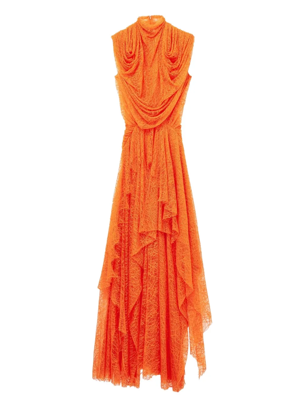 

Платье из драпированного кружева Alexander Mcqueen, оранжевый