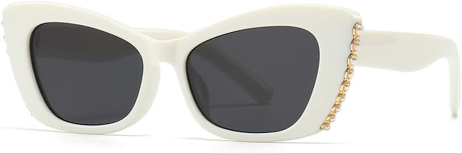 

Винтажные солнцезащитные очки «кошачий глаз» с жемчугом, женские и мужские, в стиле панк, белые солнцезащитные очки для женщин и для активного отдыха на природе HPIRME, White3218