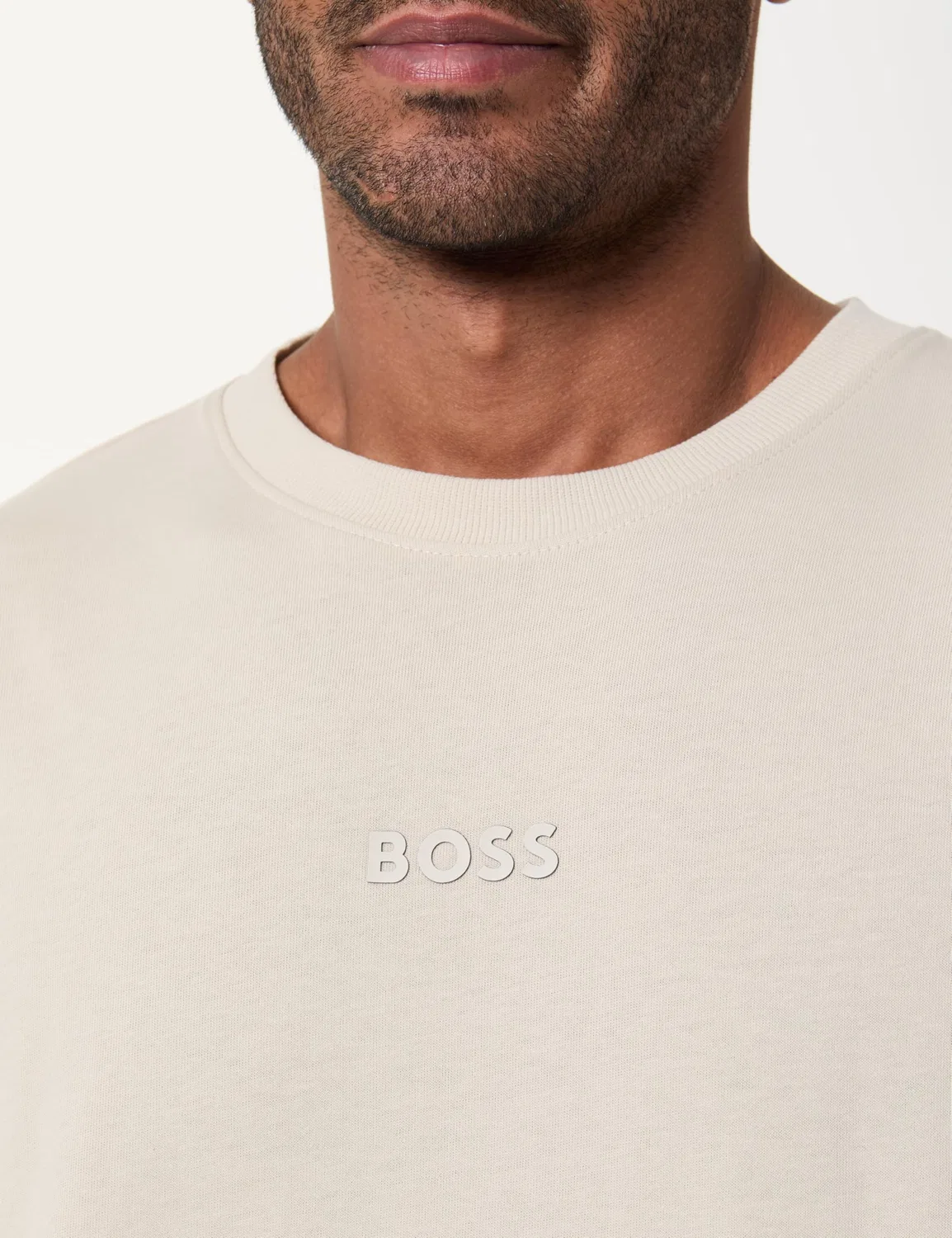 Мужская футболка с принтом Boss Tee 10 BOSS, Light Beige 272 — фото 2