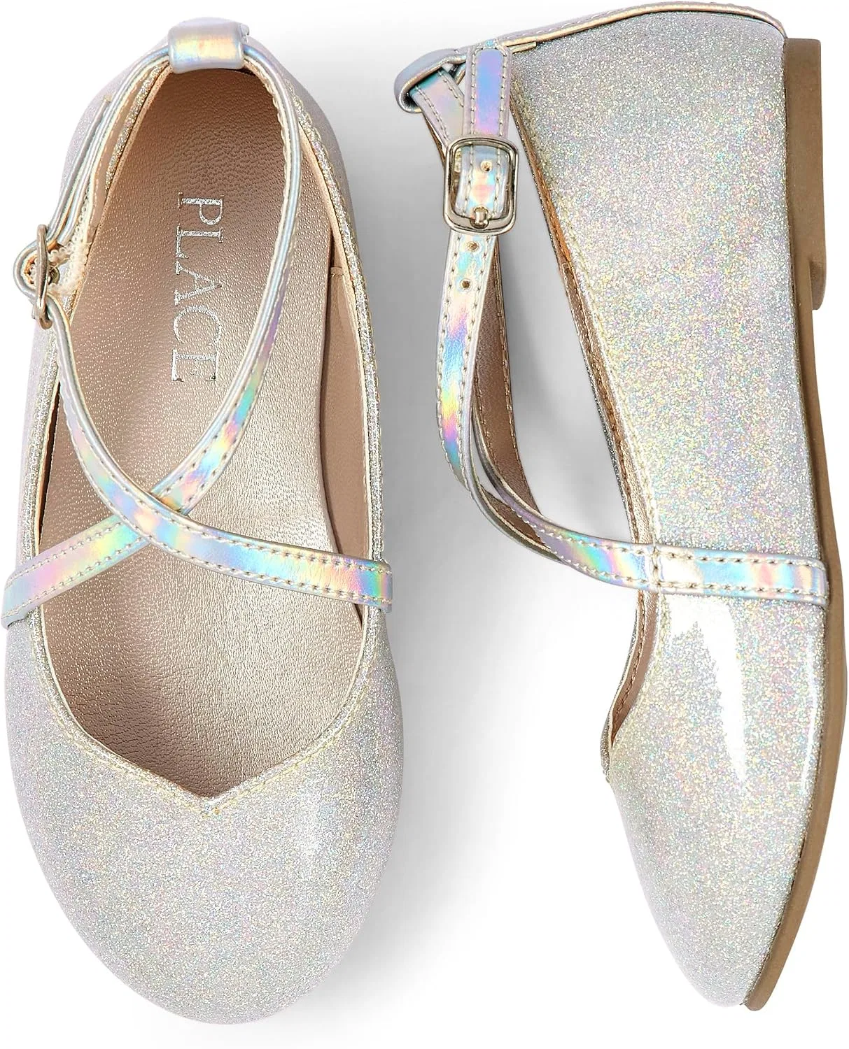 Детские балетки для девочек с принтом кролика Bunny Ballet Flat The Children's Place, Silver Sparkle — фото 2
