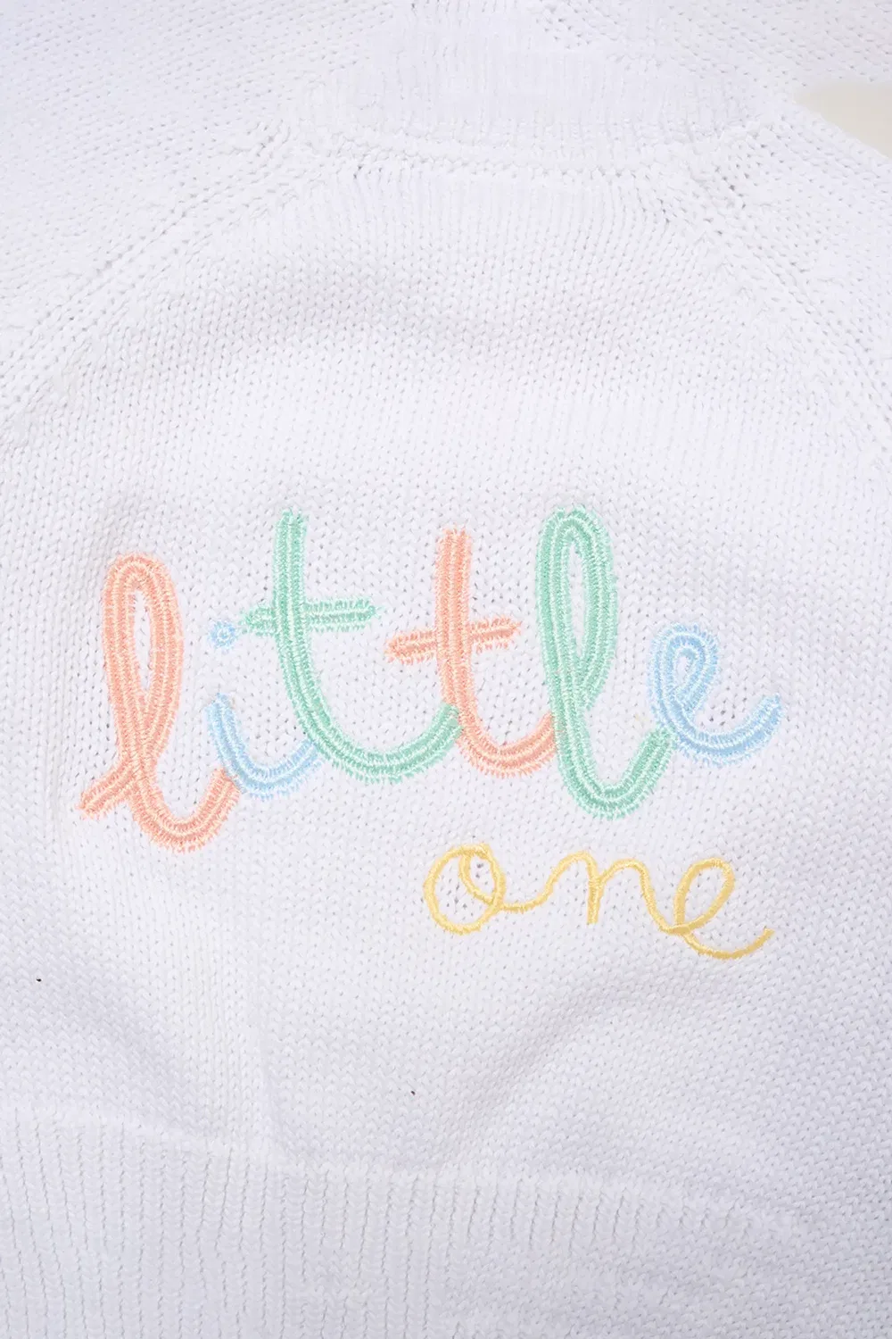 Детский вязаный кардиган с вышивкой Little One Rock A Bye Baby, White — фото 3
