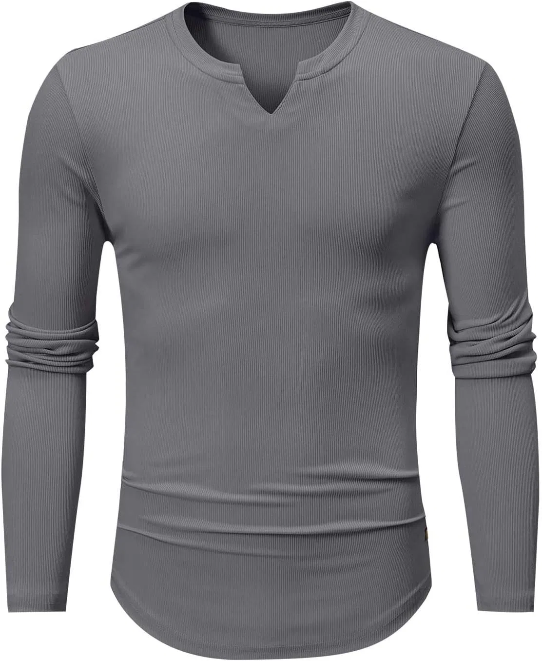 Мужская облегающая футболка с воротником-хенли Athletic, Grey — фото 3